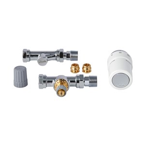 930999019 RAS D2 Combi white and chrome plated TRV and lockshield straight 15mm
